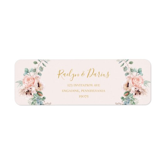 Elegant Blush Floral | Retouradreslabel voor pasta Etiket (Voorkant)