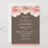 Elegant Blush Floral Roos Brown Simple Wedding Kaart (Voorkant)