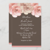 Elegant Blush Floral Roos Brown Simple Wedding Kaart (Voorkant / Achterkant)