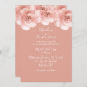 Elegant Blush Floral Roos Minimalistic Wedding Kaart (Voorkant / Achterkant)