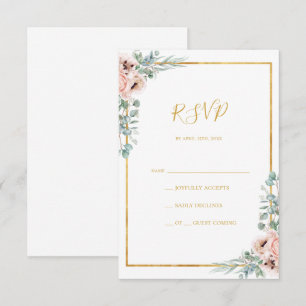 Elegant Blush Floral RSVP-kaart RSVP Kaartje