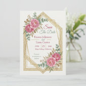 Elegant Blush Floral Save the Date Kaart (Staand voorkant)