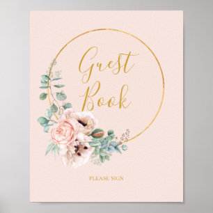 Elegant Blush Floral   Schrijfbord voor pastgebiek Poster
