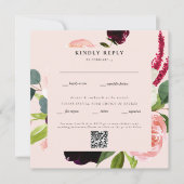 Elegant Blush Floral Square Weddenschap QR Code RS (Voorkant)