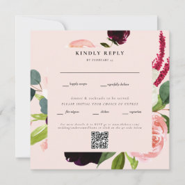 Elegant Blush Floral Square Weddenschap QR Code RS