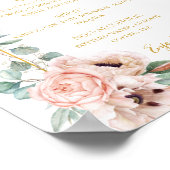 Elegant Blush Floral | Symbool voor het menu Drink Poster (Hoek)