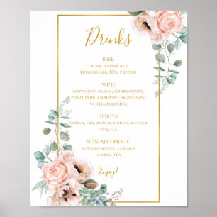 Elegant Blush Floral Symbool voor het menu Drink Poster