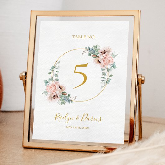 Elegant Blush Floral | Tabelnummer Kaart