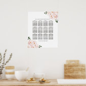 Elegant Blush Floral Tables Sezing Chart Weddensch Poster (Keuken)