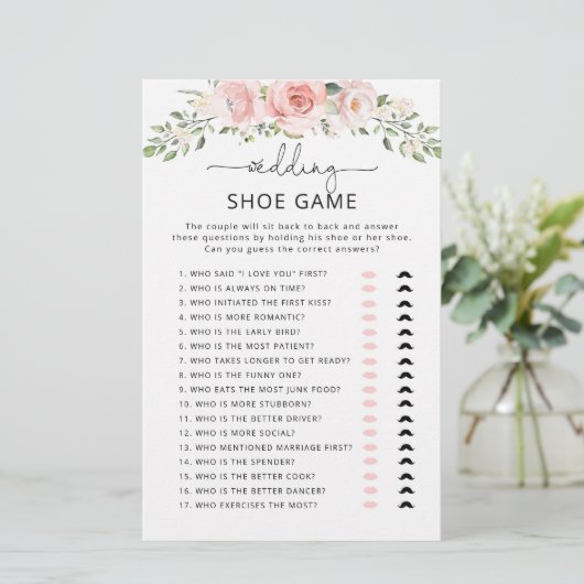 Elegant blush floral The bruiloft shoe game (Staand voorkant)