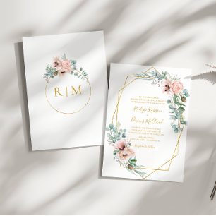 Elegant Blush Floral   Traditioneel huwelijk Kaart