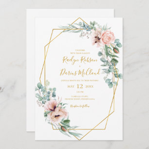 Elegant Blush Floral   Uitnodiging tot Casual wedd