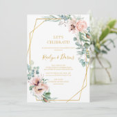 Elegant Blush Floral | Uitnodiging vieren (Staand voorkant)