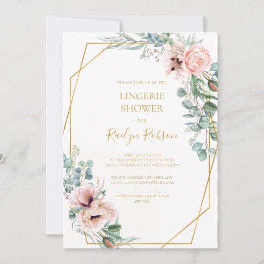 Elegant Blush Floral | Uitnodiging voor een Linger (Voorkant)