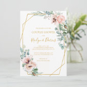 Elegant Blush Floral | Uitnodiging voor stelletjes (Staand voorkant)