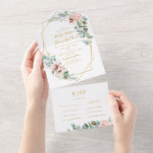 Elegant Blush Floral | Verzegeling en verzending All In One Uitnodiging (Afscheurbaar)