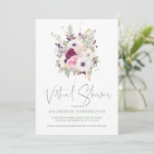 Elegant Blush Floral Virtual Vrijgezellenfeest Kaart (Staand voorkant)