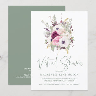 Elegant Blush Floral Virtual Vrijgezellenfeest Kaart
