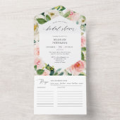 Elegant Blush Floral Vrijgezellenfeest All In One Uitnodiging (Binnen)