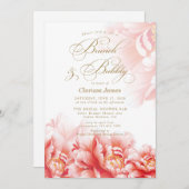 Elegant Blush Floral Vrijgezellenfeest Brunch & Bu Kaart (Voorkant / Achterkant)