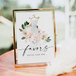 Elegant Blush Floral Vrijgezellenfeest Favors Sign Poster<br><div class="desc">Dit prachtige ontwerp is voorzien van een boeket van prachtige bloemen die rond een elegante trouwjurk en een modern script (bewerkbare kleur) lettertype zijn gewikkeld. Bekijk het hele collectie voor meer overeenkomende objecten! Bekijk onze video op 'Hoe je kunt bewerken in Zazzle' op YouTube.com/CreativeUnionDesign</div>