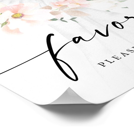 Elegant Blush Floral Vrijgezellenfeest Favors Sign Poster (Hoek)