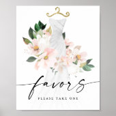 Elegant Blush Floral Vrijgezellenfeest Favors Sign Poster (Voorkant)