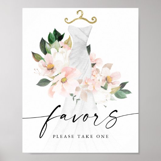 Elegant Blush Floral Vrijgezellenfeest Favors Sign Poster (Voorkant)