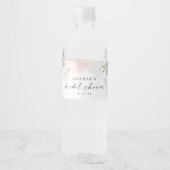 Elegant Blush Floral Vrijgezellenfeest Favors Waterfles Etiket (Voorkant)