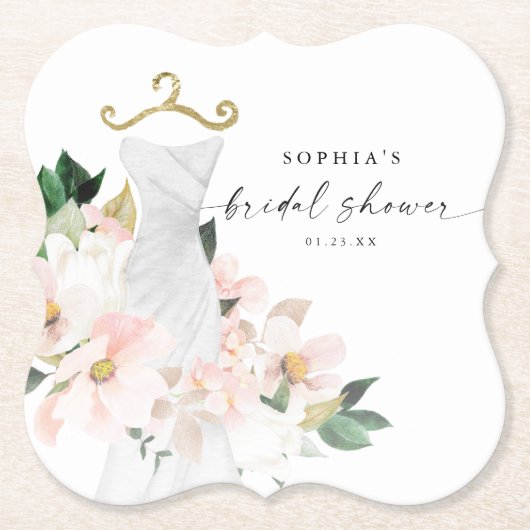 Elegant Blush Floral Vrijgezellenfeest Kartonnen Onderzetters (Voorkant)