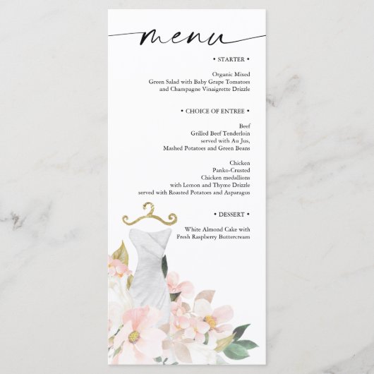 Elegant Blush Floral Vrijgezellenfeest Menu (Voorkant)