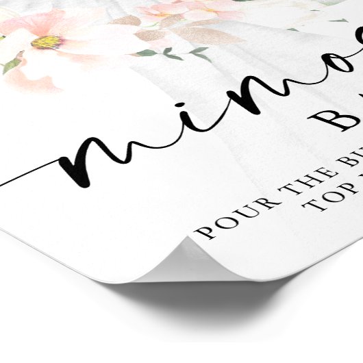 Elegant Blush Floral Vrijgezellenfeest Mimosa Bar  Poster (Hoek)