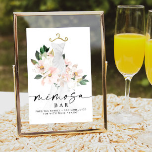 Elegant Blush Floral Vrijgezellenfeest Mimosa Bar  Poster