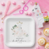 Elegant Blush Floral Vrijgezellenfeest Papieren Bordje (Feest)