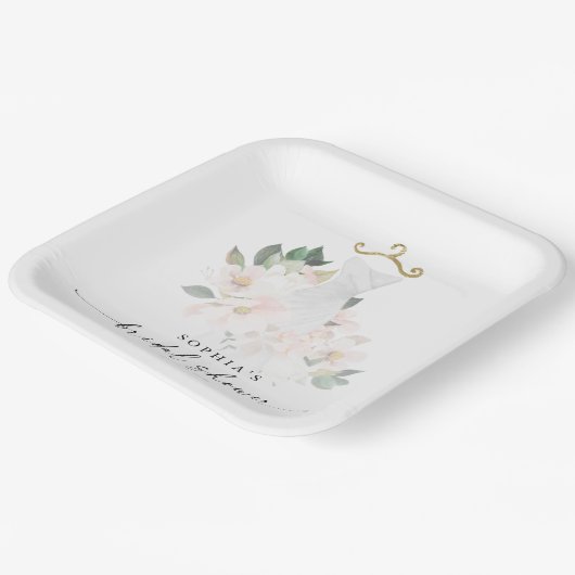 Elegant Blush Floral Vrijgezellenfeest Papieren Bordje (Gebogen)