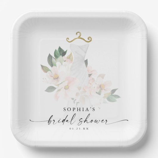 Elegant Blush Floral Vrijgezellenfeest Papieren Bordje (Voorkant)