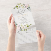 Elegant Blush Floral Vrijgezellenfeest & Recipe All In One Uitnodiging (Afscheurbaar)