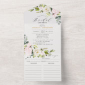Elegant Blush Floral Vrijgezellenfeest & Recipe All In One Uitnodiging (Binnen)