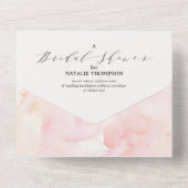 Elegant Blush Floral Vrijgezellenfeest & Recipe All In One Uitnodiging (Achterkant)