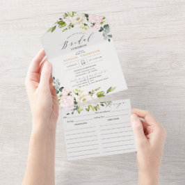 Elegant Blush Floral Vrijgezellenfeest & Recipe All In One Uitnodiging