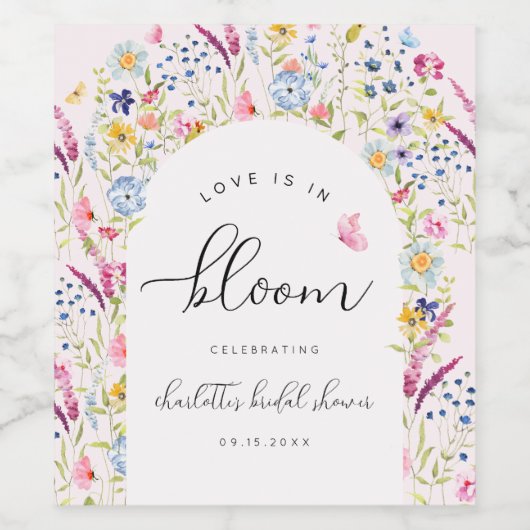 Elegant Blush Floral Vrijgezellenfeest Wijn Etiket (Enkel label)