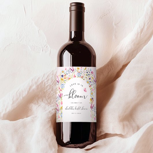 Elegant Blush Floral Vrijgezellenfeest Wijn Etiket