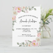 Elegant Blush Floral Watercolor Birthday  Kaart (Staand voorkant)