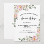 Elegant Blush Floral Watercolor Birthday  Kaart (Voorkant / Achterkant)