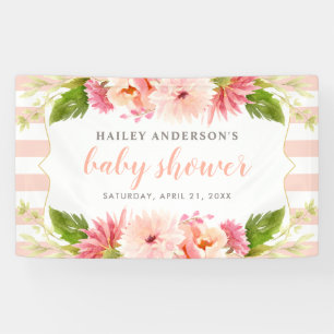 Elegant Blush Floral Waterverf Baby Girl Shower Spandoek