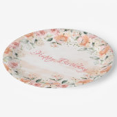 Elegant Blush Floral Waterverf Script Birthday Papieren Bordje (Gekanteld)