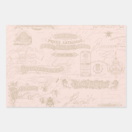 Elegant Blush Floral Waterverf  script Inpakpapier Vel (Voorkant 2)