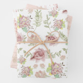 Elegant Blush Floral Waterverf  script Inpakpapier Vel