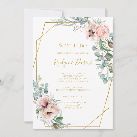 Elegant Blush Floral | We doen nog steeds een stem Kaart (Voorkant)