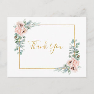 Elegant Blush Floral Weddenschap Hartelijk dank Briefkaart